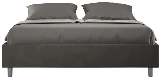 Letto matrimoniale e rete 160x200 in microfibra grigio Azelia