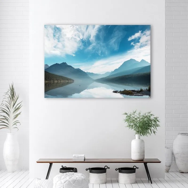 Quadro su tela, Lago sullo sfondo delle montagne  Dimensioni 100x70