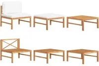 Set Divani Giardino 3 pz Cuscini Crema in Legno di Teak cod mxl 70691