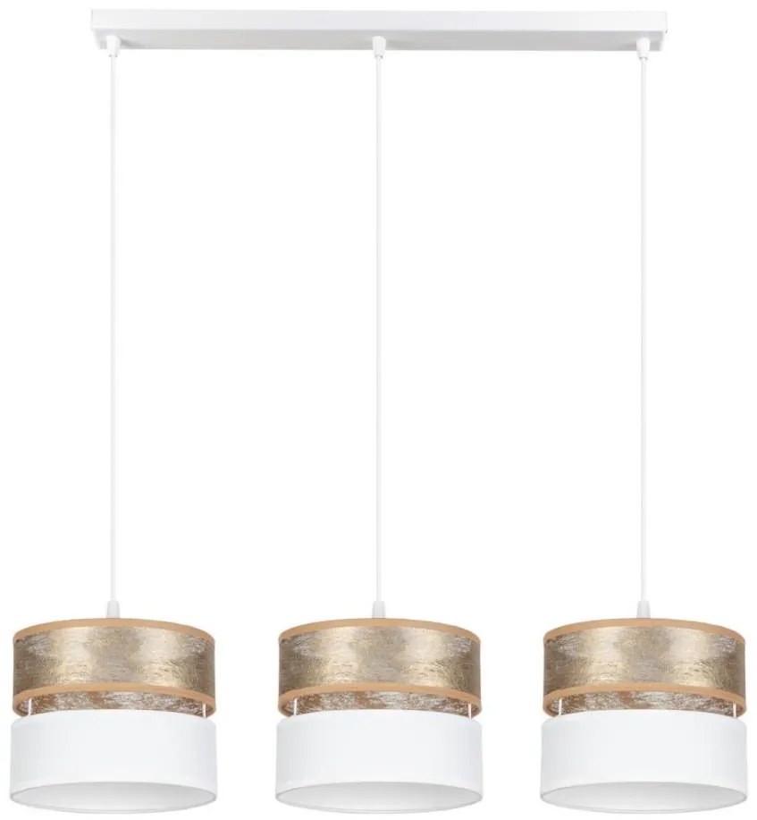 Lampadario a sospensione con filo LIMA 3xE27/60W/230V oro/bianco