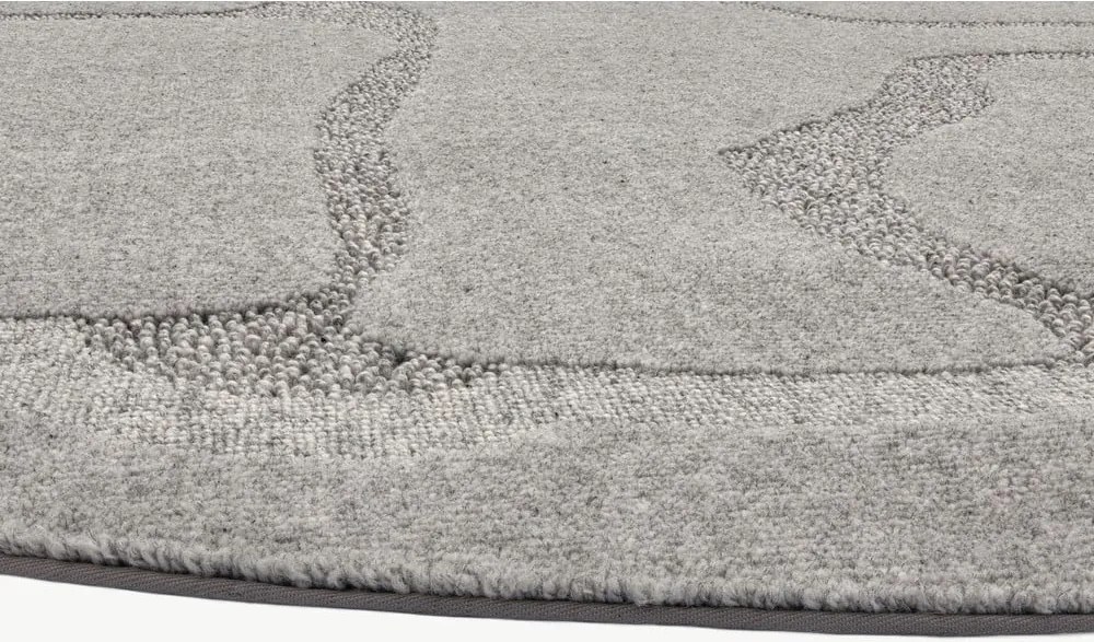 Tappeto rotondo in lana grigia ø 120 cm Morphic Organica - Agnella