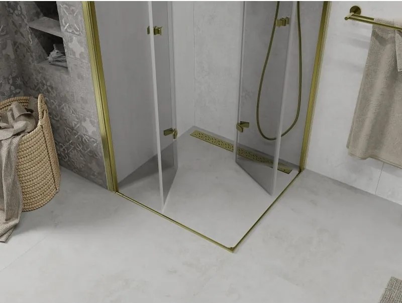 Mexen Lima Duo cabina doccia pieghevole 90 x 90 cm, trasparente, oro - 856-090-090-50-00-02