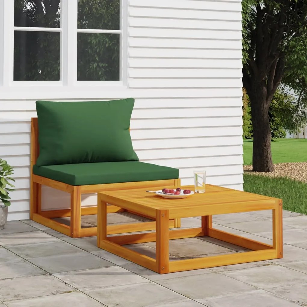 Set divani da giardino 2pz con cuscini legno massello di acacia