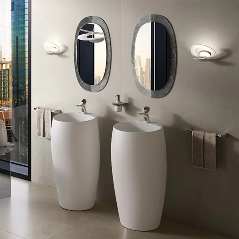 Lavabo da terra freestanding Cloud bianco alpino in ceramica