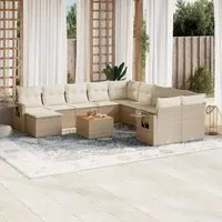 Set Divani da Giardino 12 pz con Cuscini Beige in Polyrattan 3224861