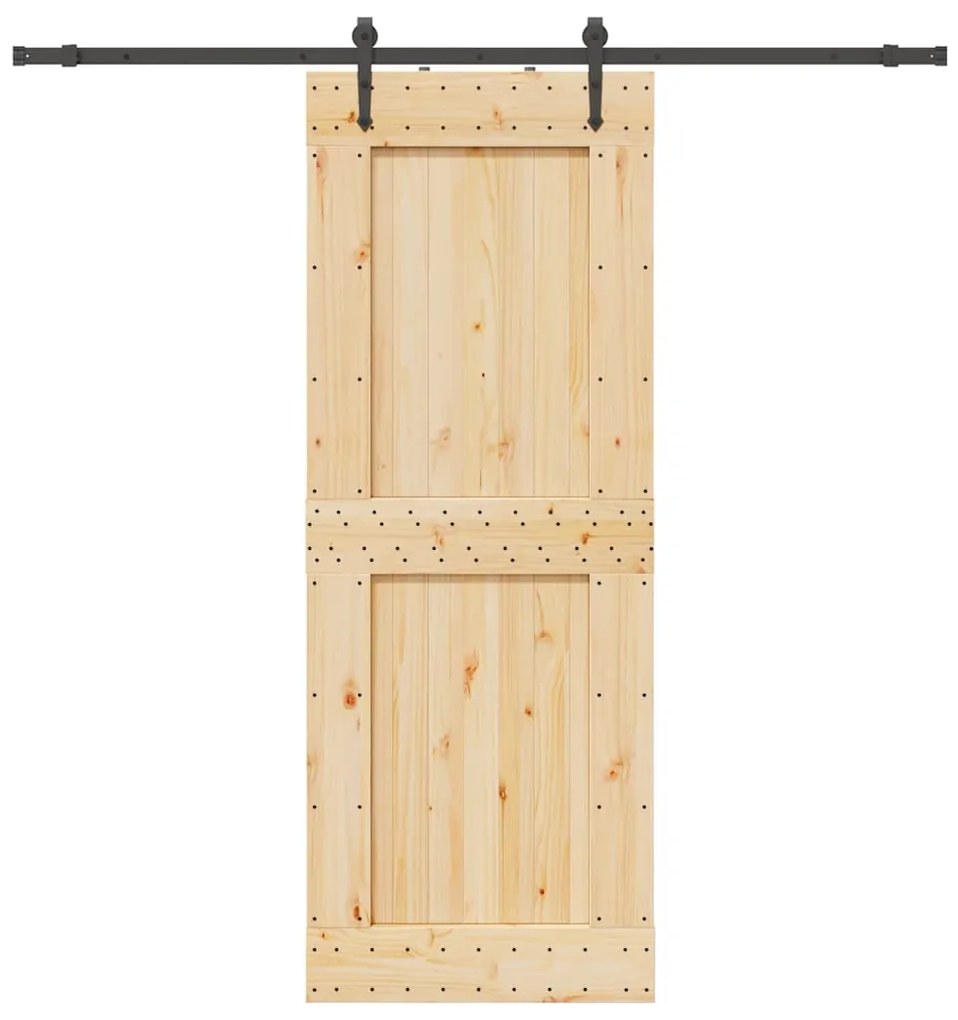 Porta Scorrevole Con Set Hardware 85x210 Cm Legno Massello Pino /
