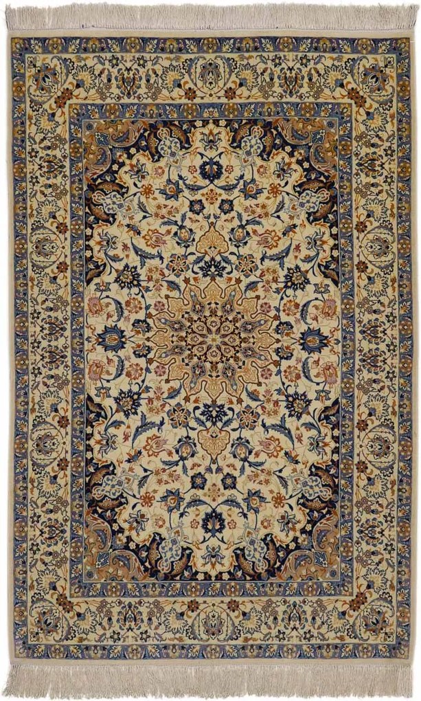Isfahan Tappeto 110 x 170 Beige (Iran) Annodato A Mano
