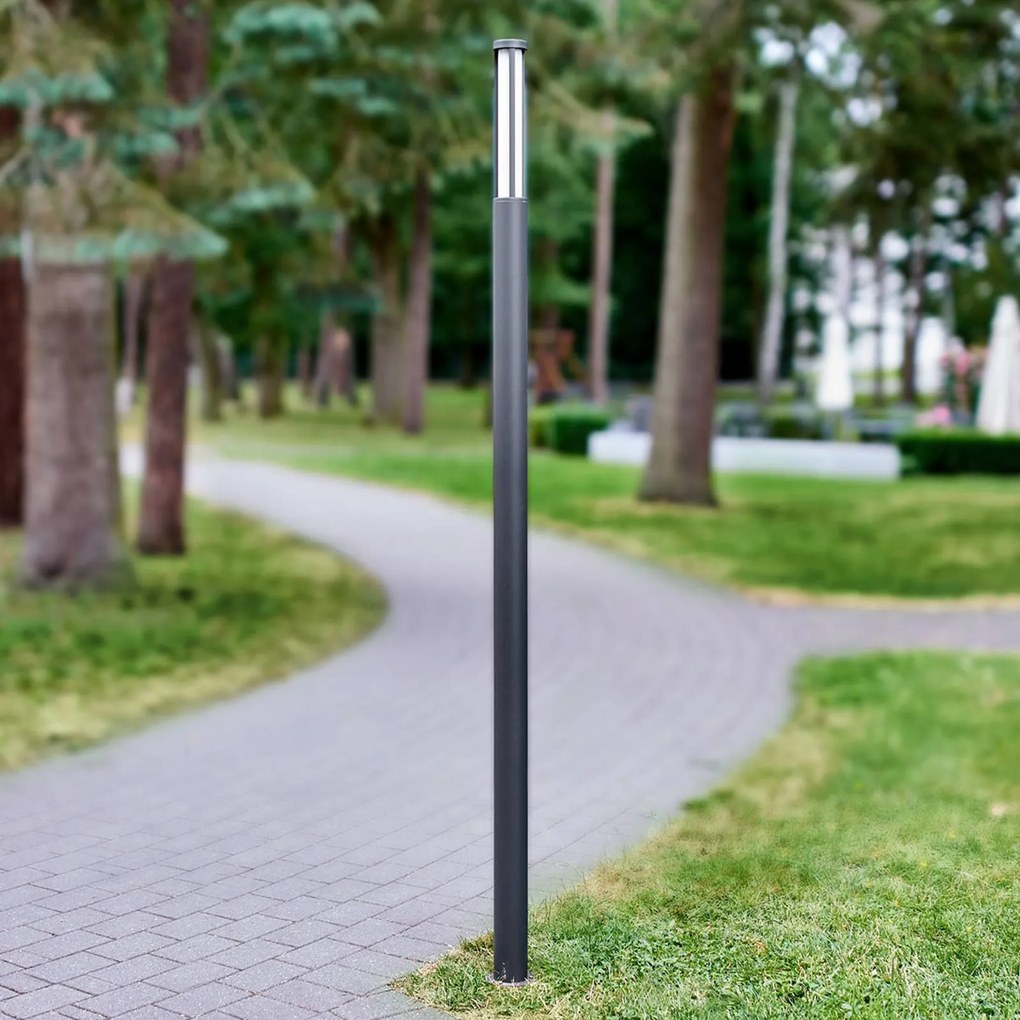 Lucande lampada LED da esterno Sidny, 220 cm, antracite, IP54 Sidny, Nero, Alluminio, Moderno