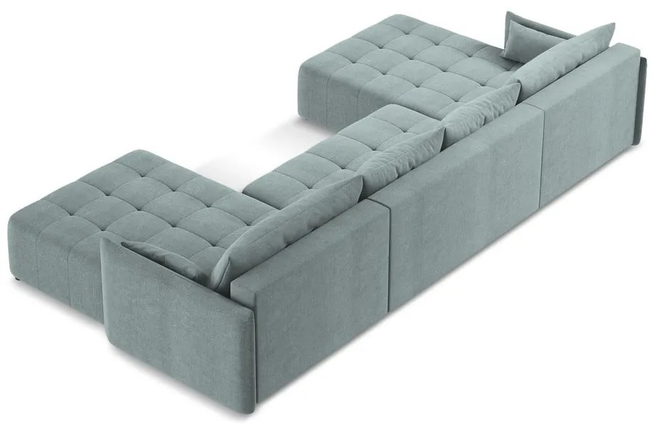 Divano angolare blu allungabile/con contenitore (a U) Moku – Makamii