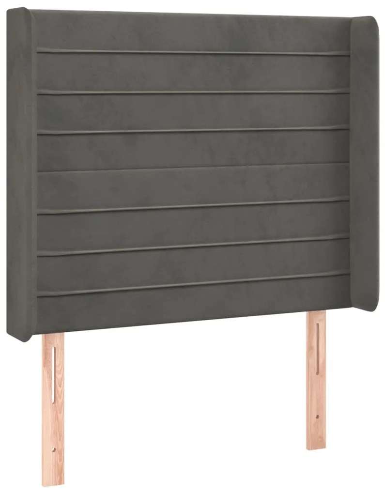Testiera a led grigio scuro 93x16x118/128 cm in velluto