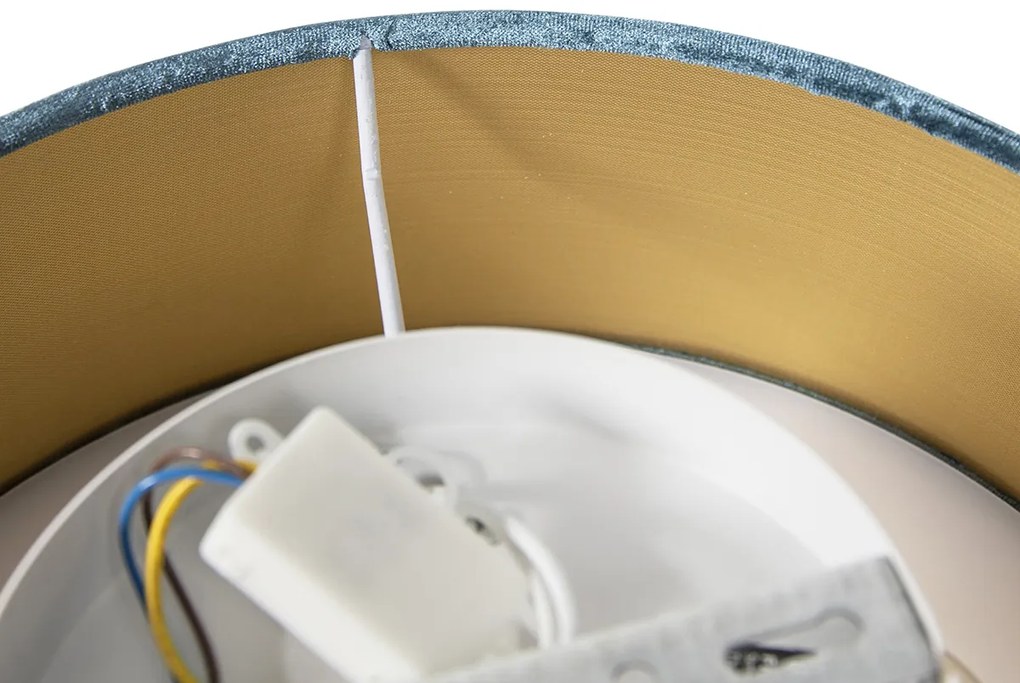 Plafoniera moderna blu 30 cm con interno oro - Drum