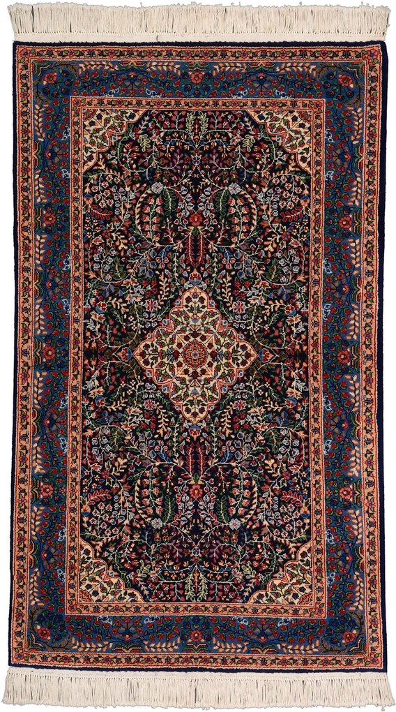 Kerman Tappeto 150 x 90 Blu (Iran) Annodato A Mano