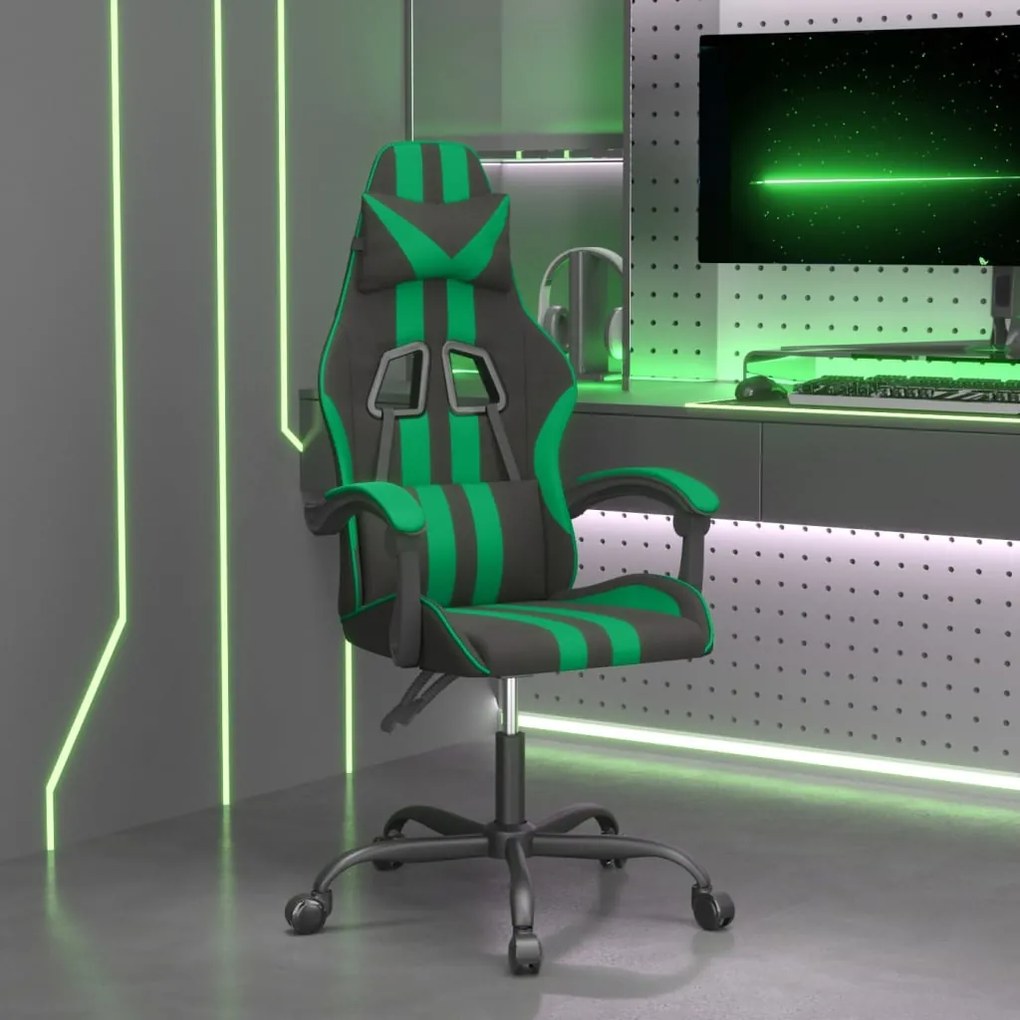 Sedia da gaming nera e verde in similpelle