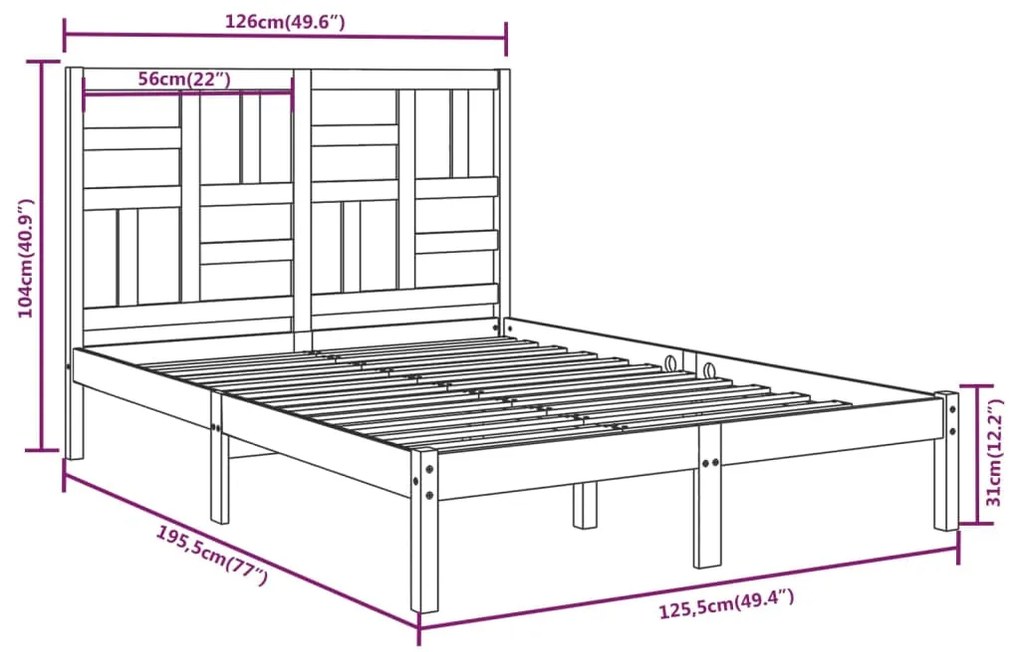 Giroletto Miele in Legno Massello 120x190 cm Small Double