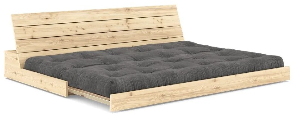 Divano letto in velluto a coste nero-antracite 196 cm Base - Karup Design