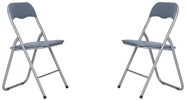 Sedia in metallo pieghevole seduta ecopelle GRIGIO SET 2 PEZZI