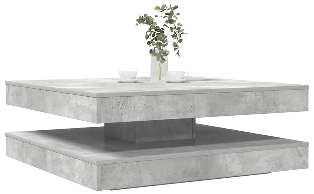 Tavolino Da Caffè Girevole A 360 Gradi Grigio 90x90x34,5 Cm /