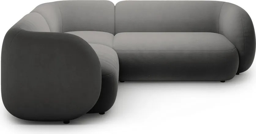 Divano angolare grigio scuro (con penisola a sinistra/a L) con rivestimento in velluto Kate – Micadoni