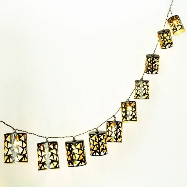 Catena LED solare 10xE12/3,65m IP44 bianco caldo