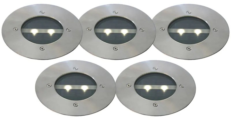 Set di 5 faretti da terra moderni in acciaio IP44 solari - Tiny