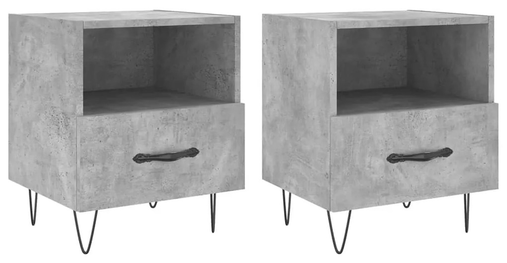 Comodini 2 pz grigio cemento 40x35x47,5 cm in legno multistrato