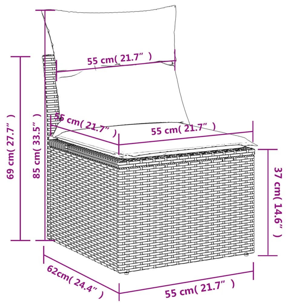 Set Divani da Giardino 9 pz con Cuscini Nero in Polyrattan