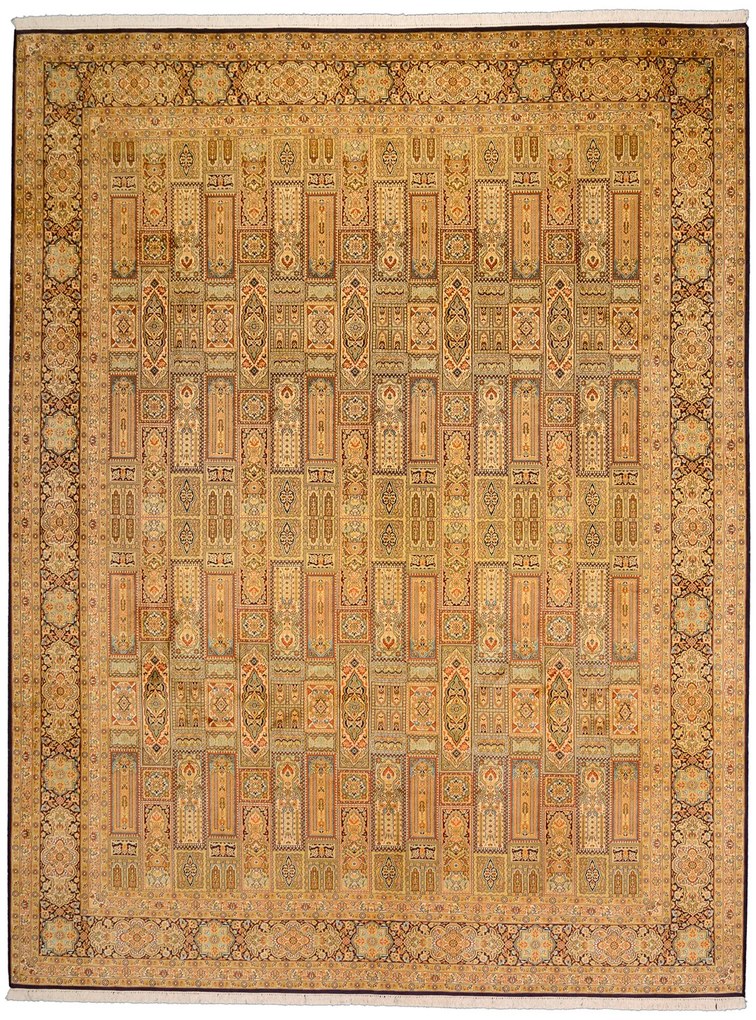 Cashmere Silk Tappeto 370 x 280 Beige (Indian) Annodato A Mano