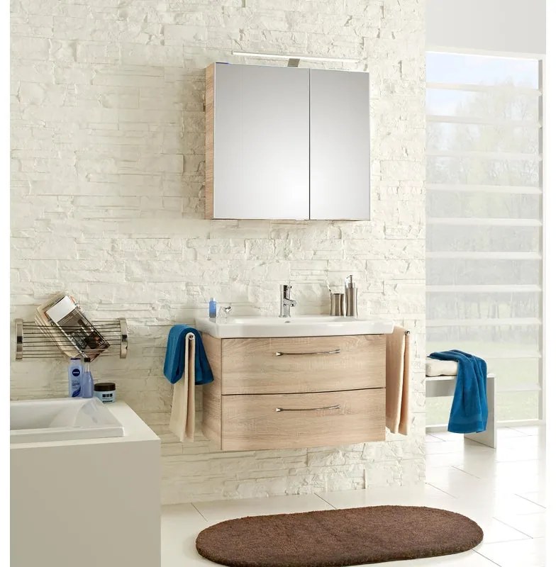 Mobile bagno con lavabo L 85 x H 49 x P 42.7 cm rovere castello per vasca centrale Solitaire