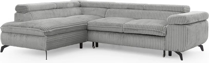 Divano angolare grigio chiaro (con penisola a sinistra/a L) con rivestimento in velluto a coste Marbeya – Ropez