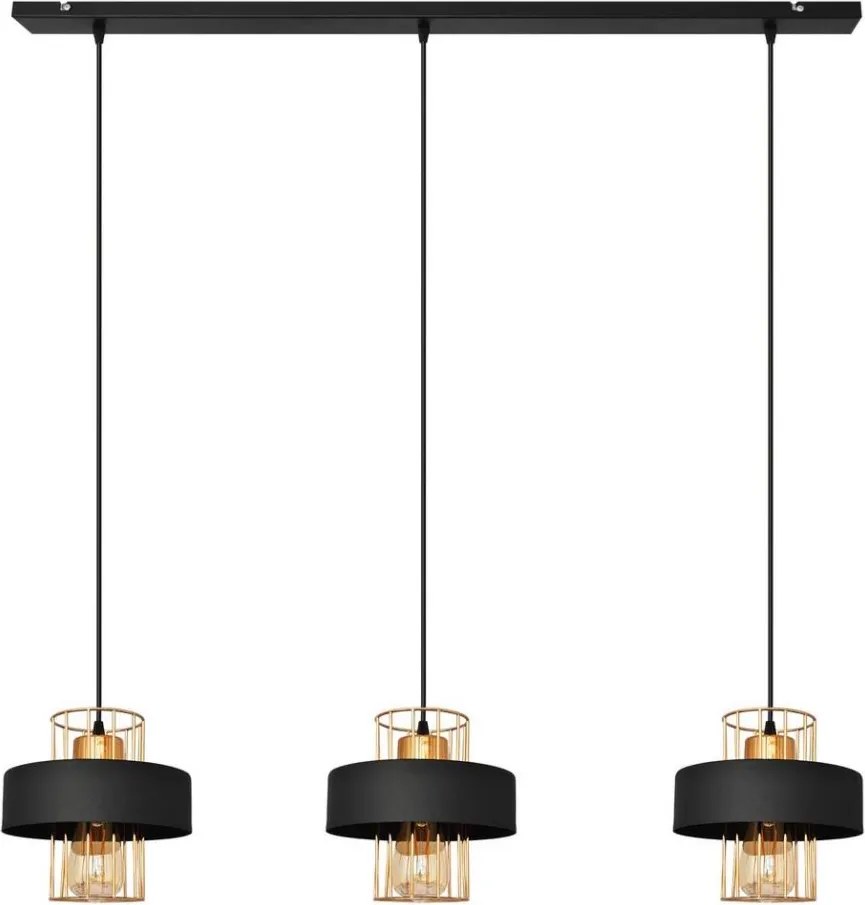 Lampadario a sospensione su cavo VOLTA 3xE27/15W/230V nero/oro rosa