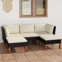 Set Divani da Giardino 5 pz con Cuscini in Polyrattan Nero 3059733