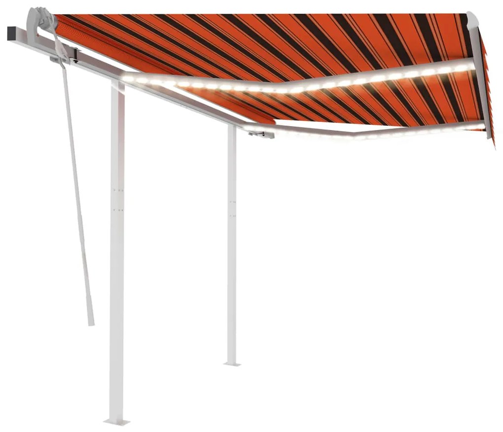 Tenda Retrattile Manuale Con Led 3,5x2,5m Arancione E Marrone /