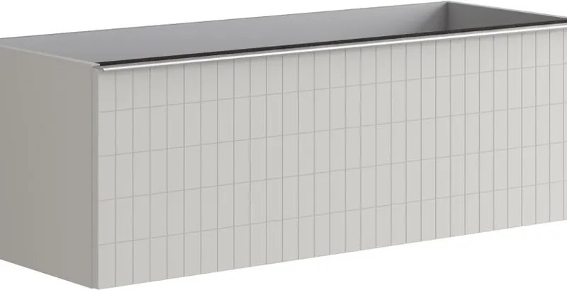 Mobile da bagno sospeso sotto lavabo Pixel grid 2 cassetti L 120 x H 40 x P 45.5 cm Beige Greige e maniglia alluminio brillante