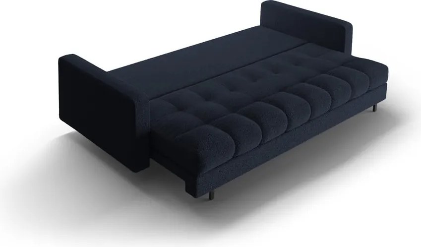 Divano blu scuro allungabile/con contenitore con rivestimento in bouclé 222 cm Bali – Cosmopolitan Design