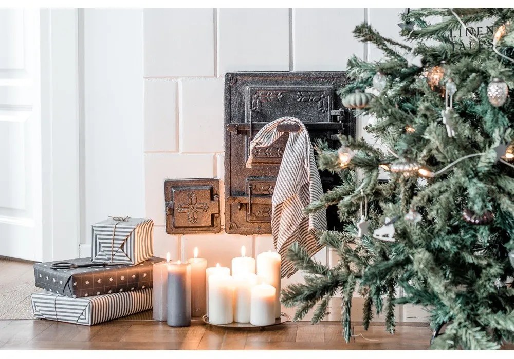 Asciugamano di lino 45x65 cm Thin Black Stripes - Linen Tales