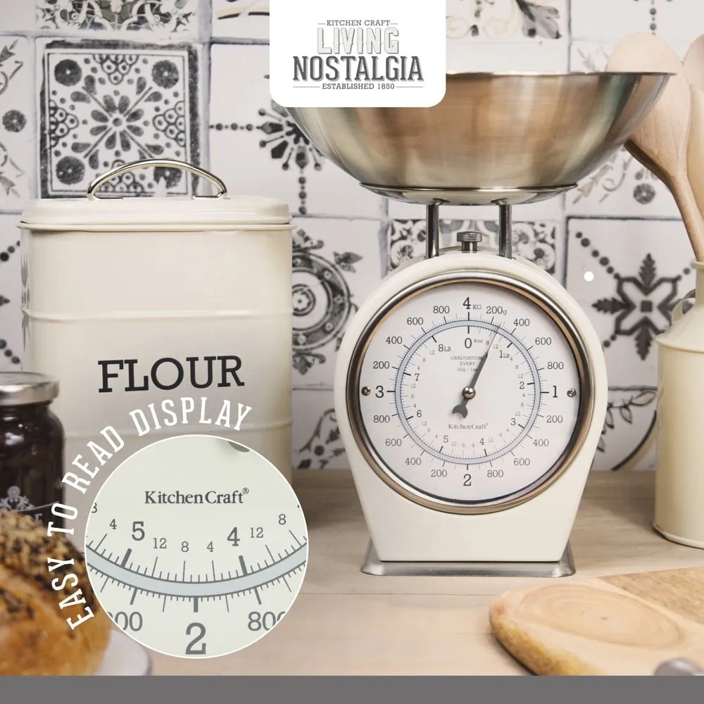 Bilancia da cucina in crema, portata 4 kg Living Nostalgia - Kitchen Craft