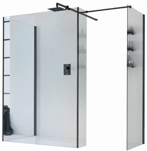 Walk-in wens L 68 x H 200 cm, vetro 6 mm vetro senza finitura / trasparente nero