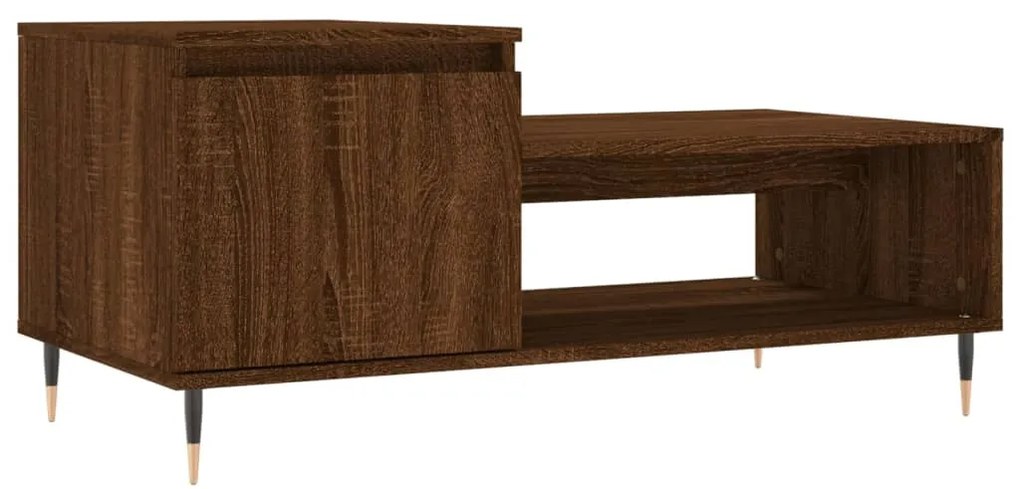 Tavolino da salotto rovere marrone100x50x45cm legno multistrato