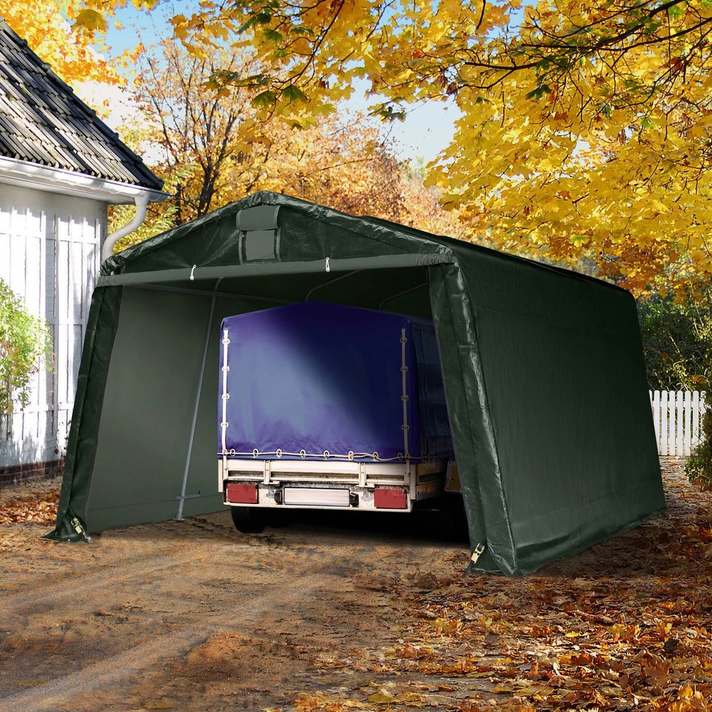 TOOLPORT Tenda garage 3,3x4,7m, Telo in PE, verde scuro - (8050)