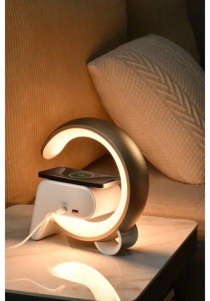 Immax 08986L-LED RGB Lampada dimmerabile con sveglia e Qi di ricarica 30W/230V oro