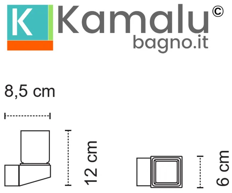 Kamalu - portaspazzolini sospeso in acciaio inox nero opaco e vetro | nuevo-n