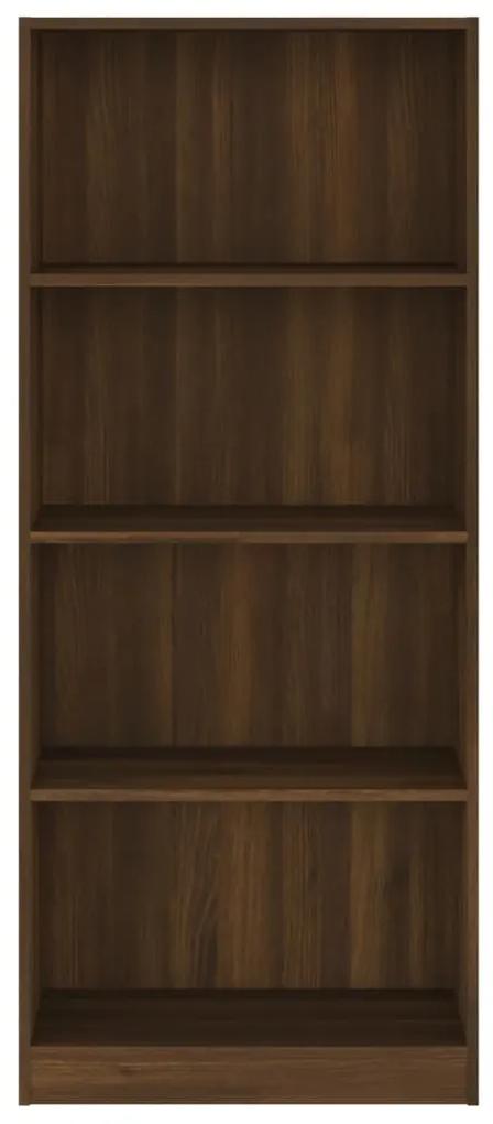 Libreria 4 ripiani rovere marrone 60x24x142cm legno multistrato