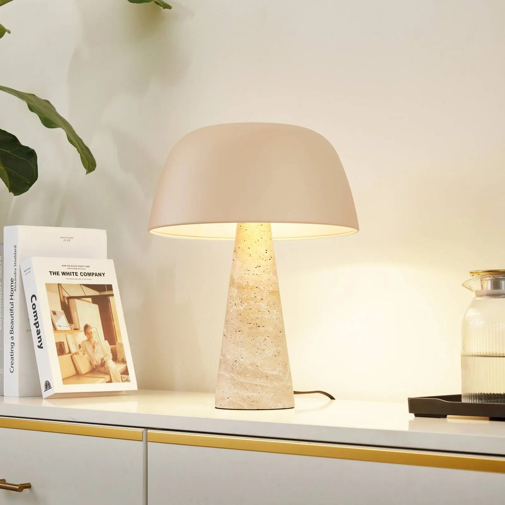 Lampada da tavolo Magritt Lindby, Crema / Ambra, Soggiorno / Sala da pranzo, Pietra, Moderno, Lampada da tavolo