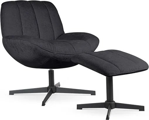 Poltrona girevole Luna con poggiapiedi nero – 71x81x81 cm