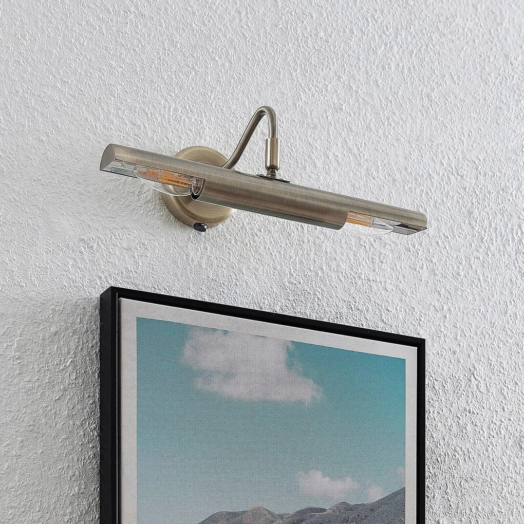 Lampada per quadri Lindby Hidari, ottone, metallo, interruttore, E14
