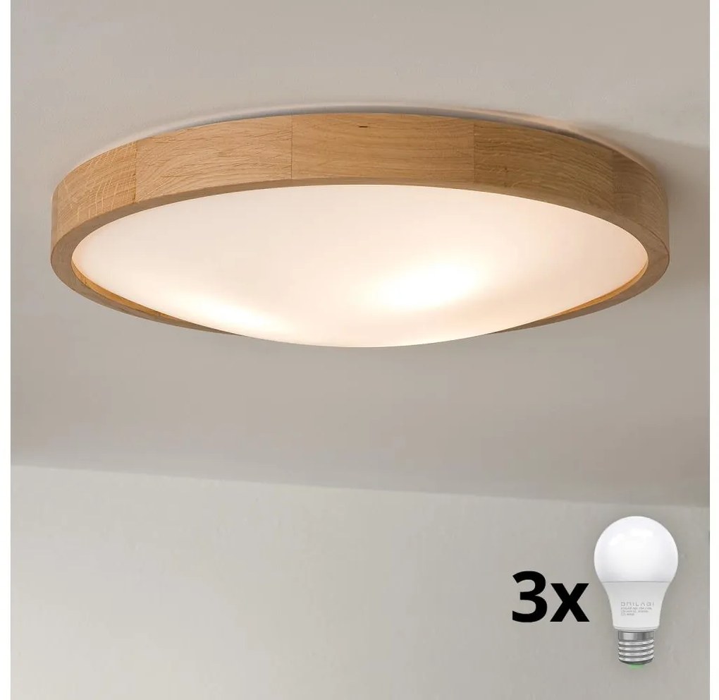 Brilagi - Lampada LED da soffitto CARVALHO SLIM 3xE27/60W/230V rovere Ø47 cm