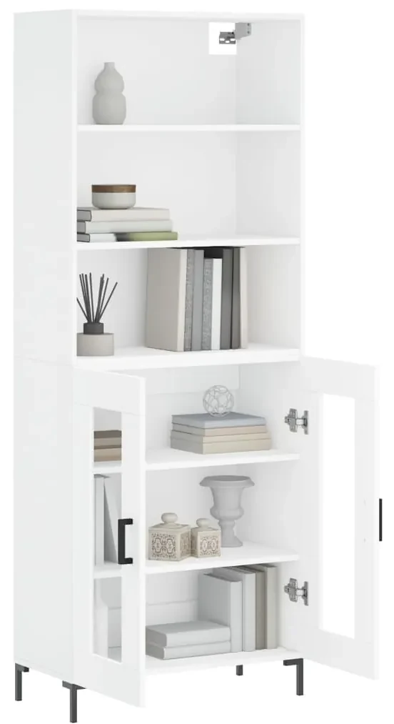 Credenza bianca 69,5x34x180 cm in legno multistrato