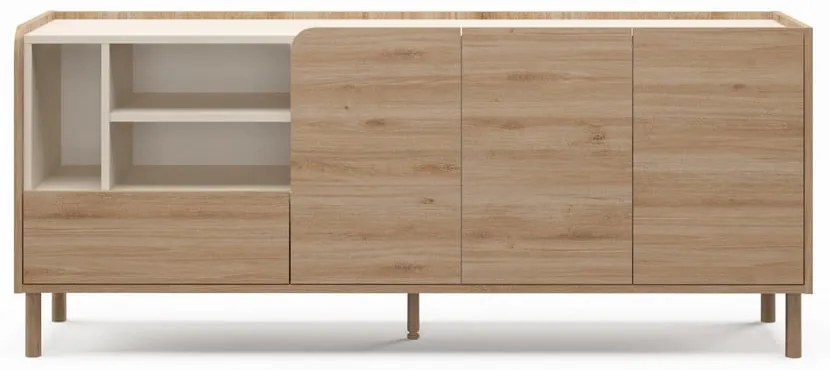 Cassettiera di colore naturale con effetto rovere 180x75,5x44 cm Monza – Marckeric