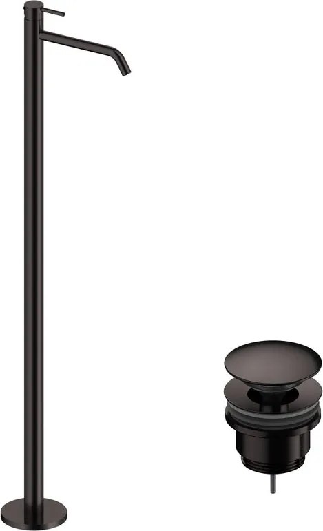 Rubinetto per lavabo centrostanza Loop grigio spazzolato lucido SANYCCES con piletta