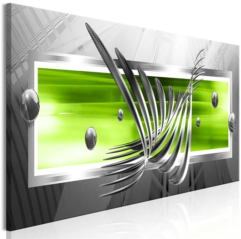 Quadro Silver Wings (1 Part) Narrow Green  Colore Bianco, Dimensioni e Misure 120x40